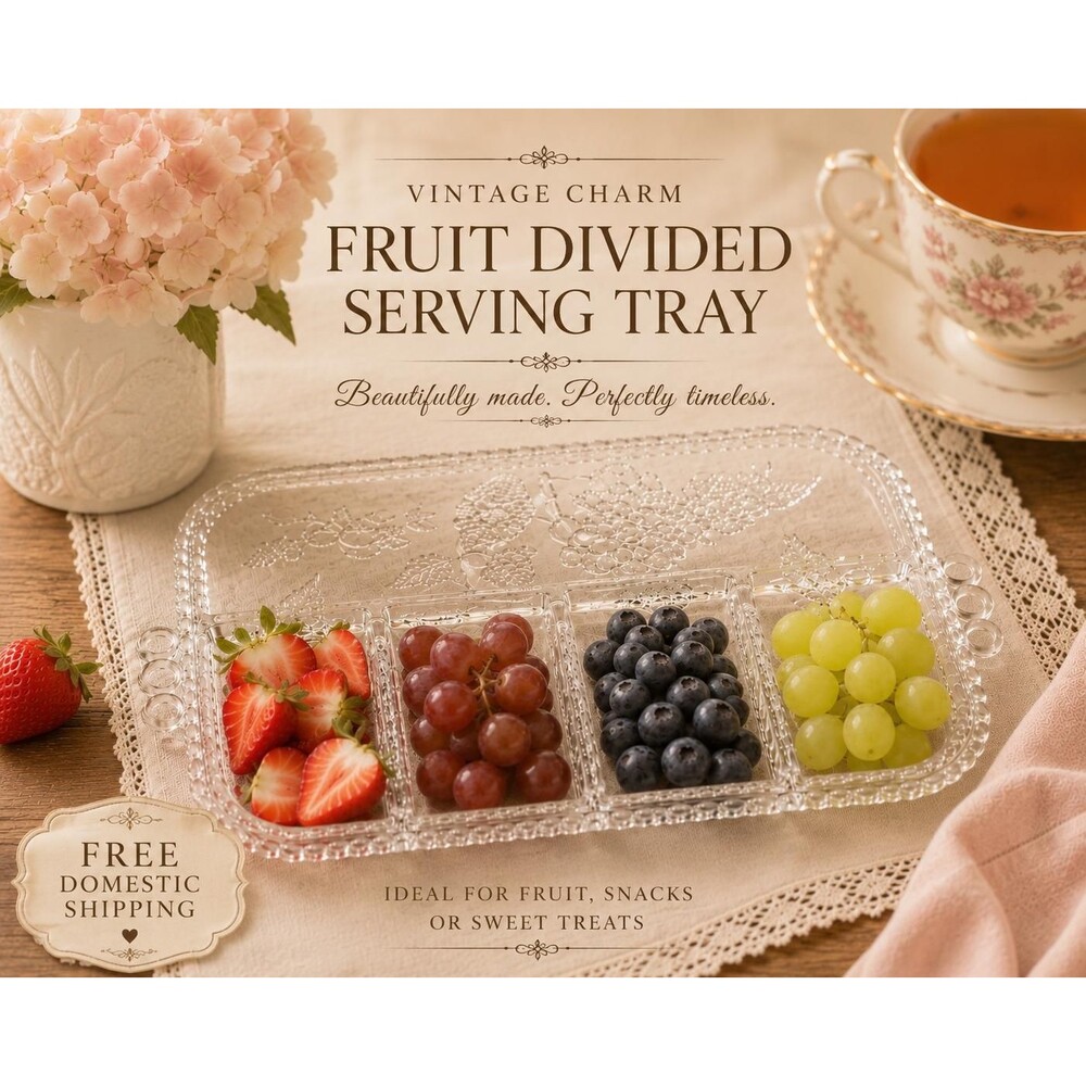Vintage Indiana Glass Co. Divided Clear Glass Platter-Appetizer Relish Fruit Tra